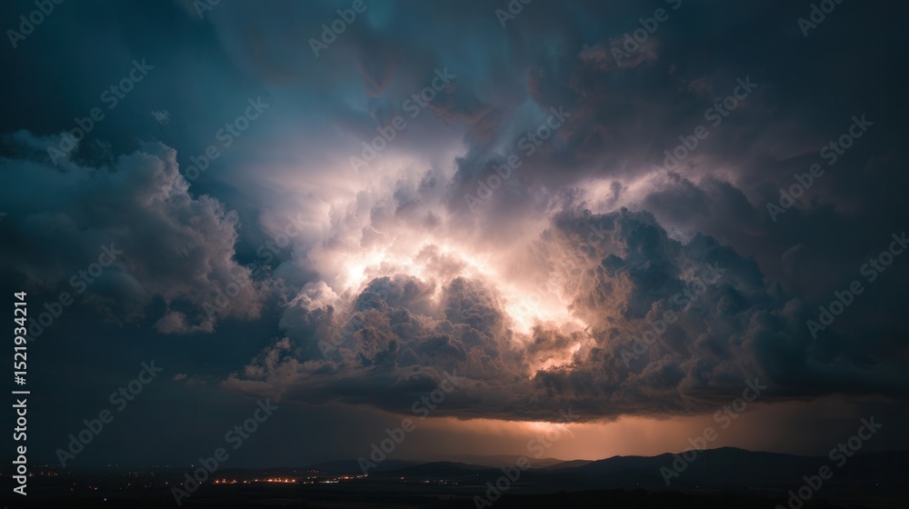Fototapeta premium Dramatic 8K Thunderstorm Sky Dark Clouds and Lightning