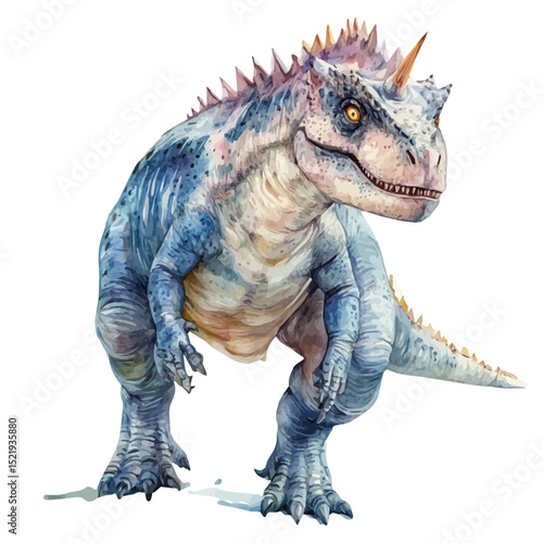 Carnotaurus, watercolor clipart vector, high quality, isolated on a white background.