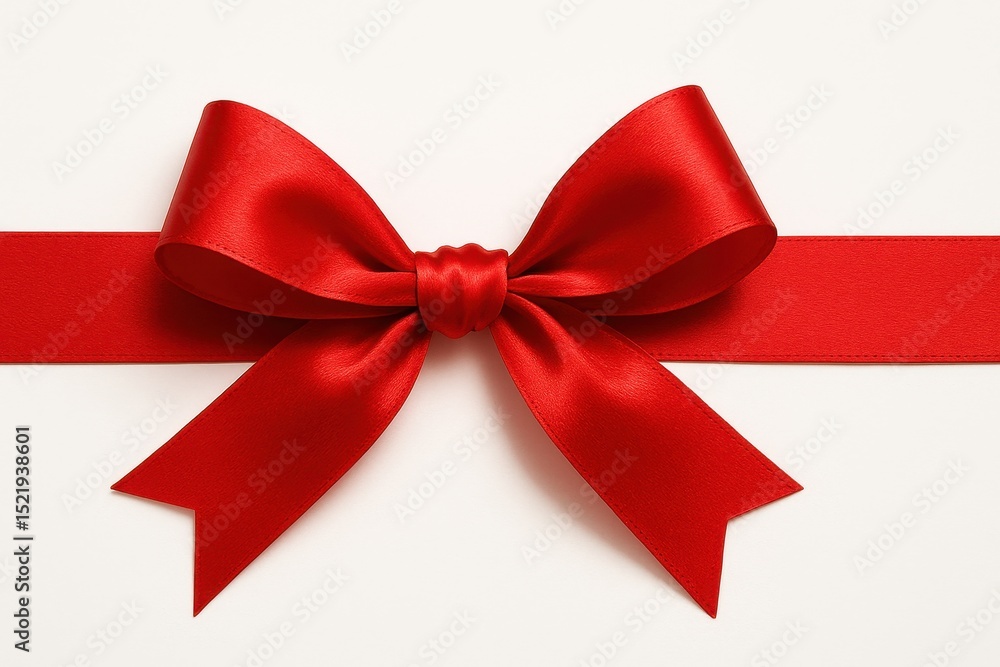 Elegant Simple Red Ribbon Bow Tied Perfectly and Isolated on a Clean White Background for Gifting or Decoration Elegant Simple Red Ribbon Bow Tied Perfectly and Isolated on a Clean White Background for Gifting or Decoration
