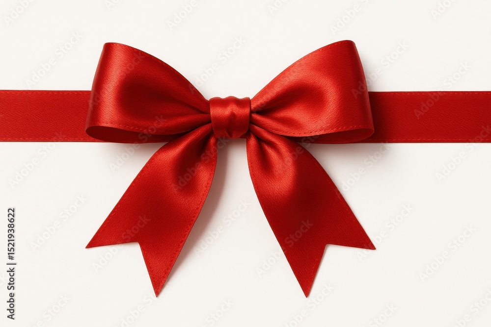 Elegant Simple Red Ribbon Bow Tied Perfectly and Isolated on a Clean White Background for Gifting or Decoration Elegant Simple Red Ribbon Bow Tied Perfectly and Isolated on a Clean White Background for Gifting or Decoration
