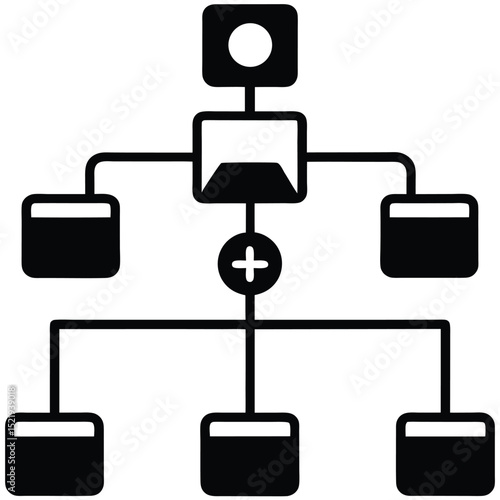 Marketing manager element isolated marketing automation flowchart on white background
