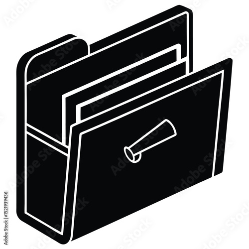 Marketing manager element isolated press kit folder on white background