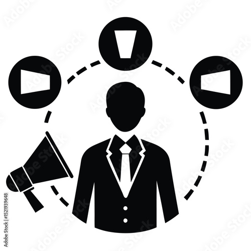 Marketing manager element isolated trend infographic on white background