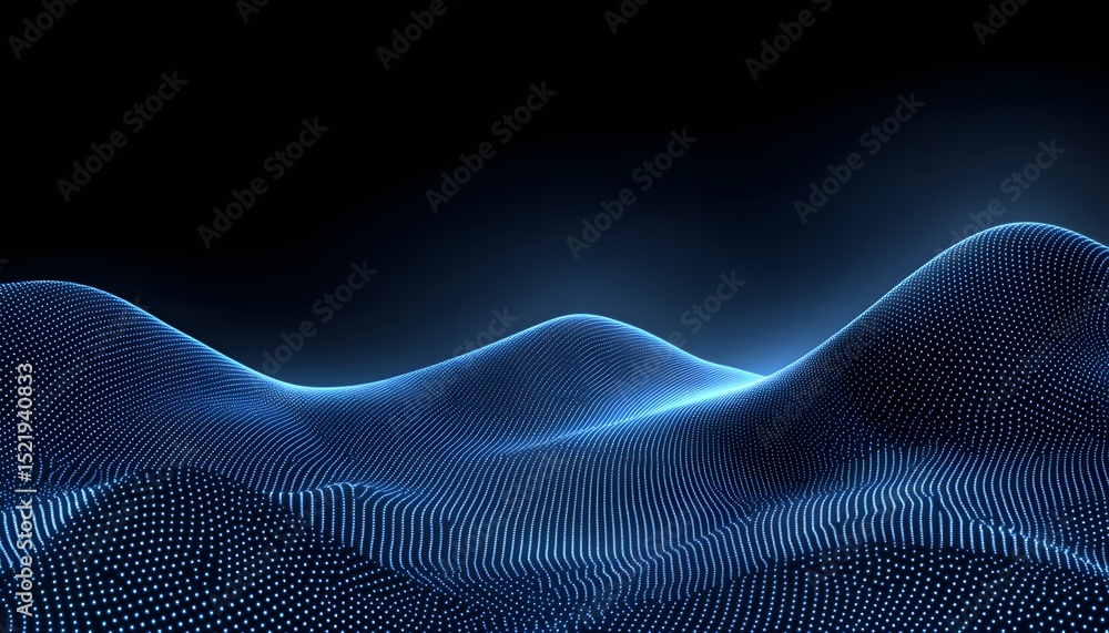 Fototapeta premium Abstract digital landscape of glowing points and lines.