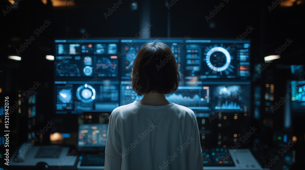 Professional monitoring artificial intelligence analytics on large digital display Professional monitoring artificial intelligence analytics on large digital display