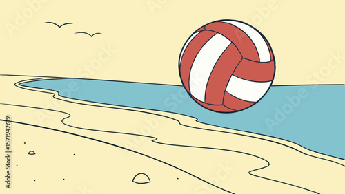 Simple Beach Scene with a Volleyball