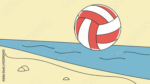 Playful Beach Volleyball Ball Beside the Waters Edge