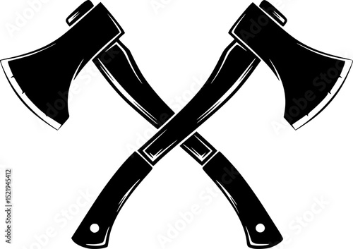 Crossed axes black silhouette vector illustration
