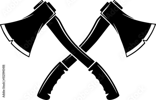 Crossed axes black silhouette vector illustration
