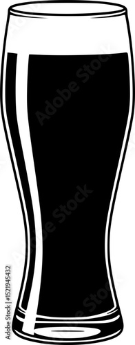 Tall beer glass simple silhouette vector illustration
