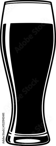Tall beer glass simple silhouette vector illustration
