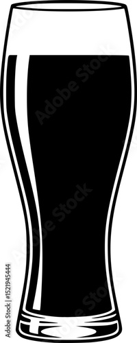 Tall beer glass simple silhouette vector illustration
