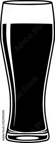 Tall beer glass simple silhouette vector illustration
