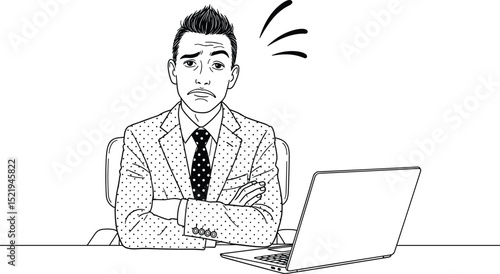 パソコンを前に悩む男性ビジネス