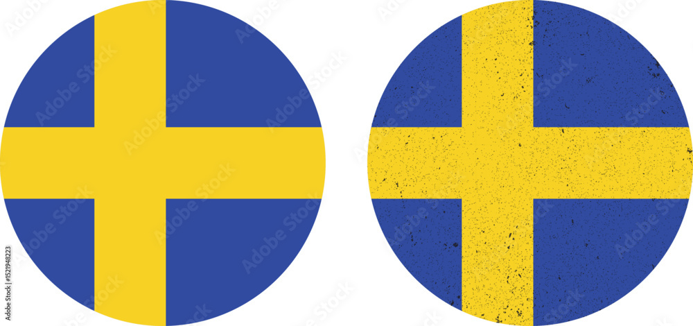Obraz premium Swedish National Symbol. The Round Flag of Swedish is a sign symbol.