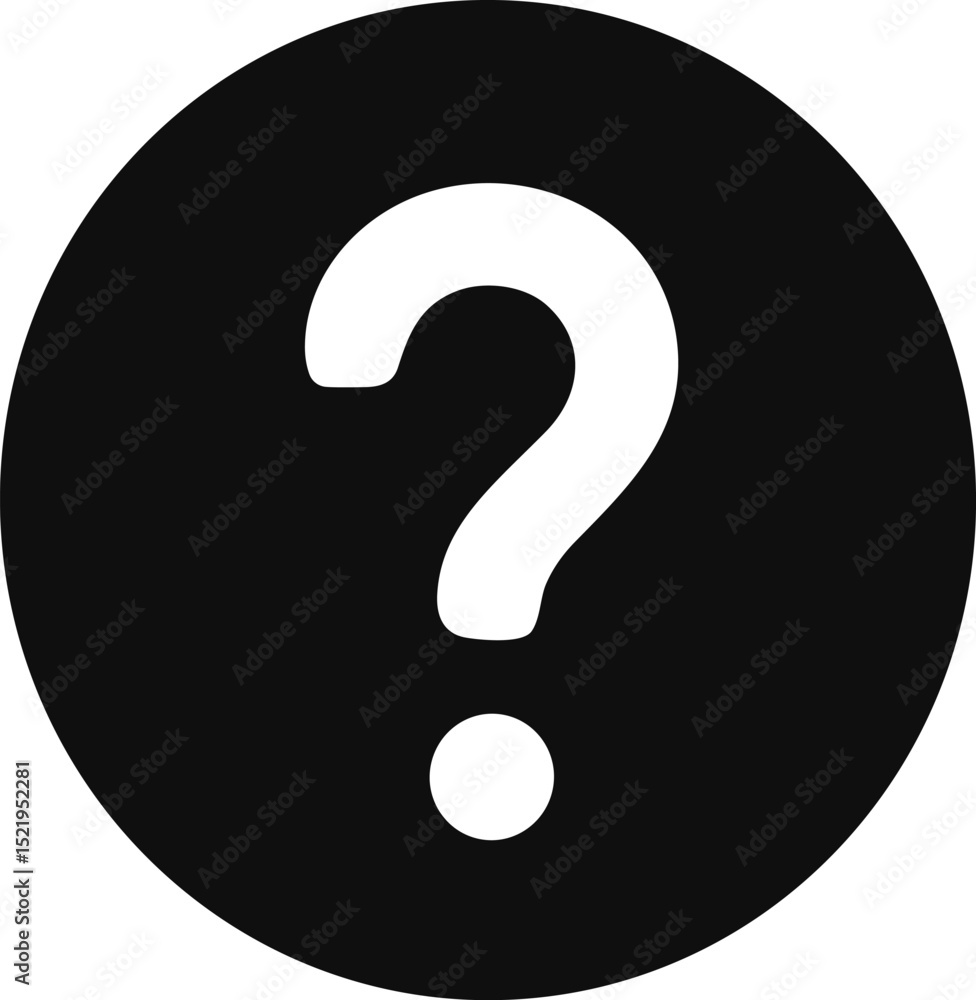 White question mark symbol on black circle background White question mark symbol on black circle background