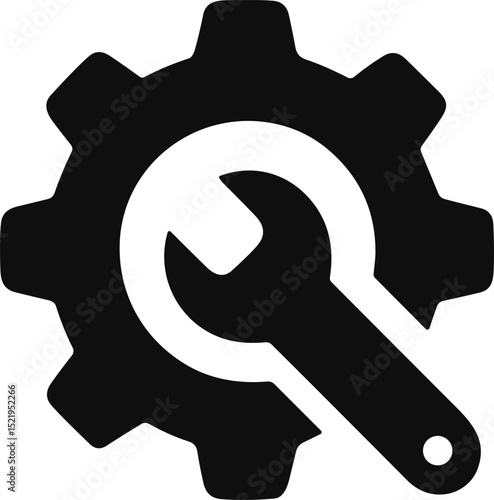 Wrench overlaying gear symbolizing maintenance and repair