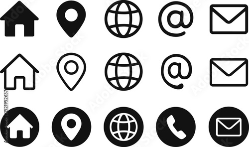 Website and internet contact icons showing communication methods