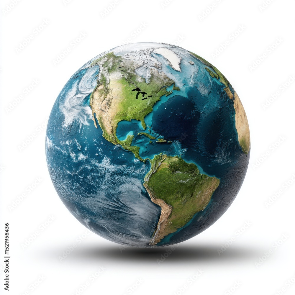 Fototapeta premium Earth Globe Planet Isolated on White Background