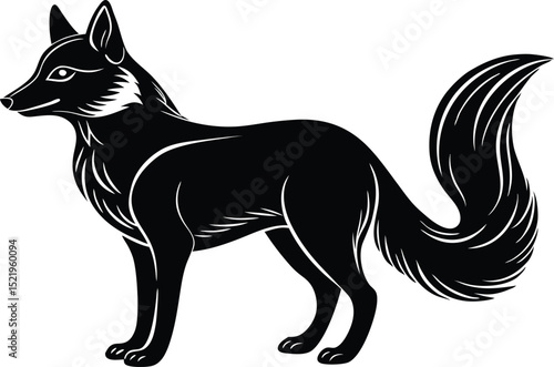 Elegant Fox Silhouette Vector Illustration with Bushy Tail