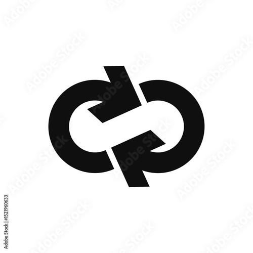 Two arrow spin icon template. Recycle round, circle refresh or restart, thin line symbol on white background