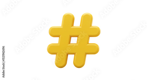 3d yellow hashtag symbol isolated on transparent background