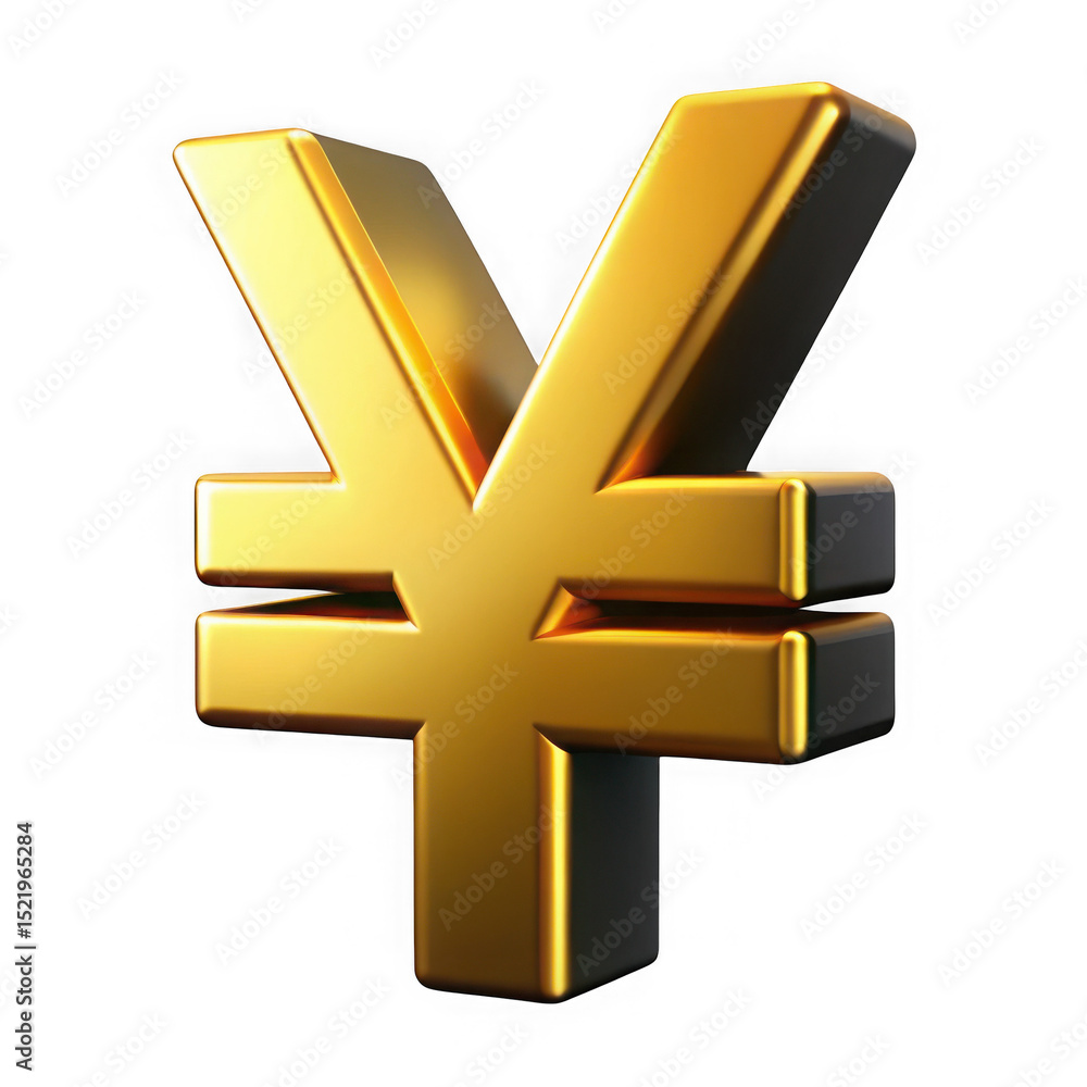 Obraz premium 3d golden yen symbol isolated on transparent background