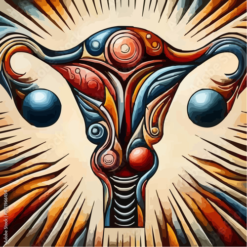 illustration with artistic details of the uterus 99