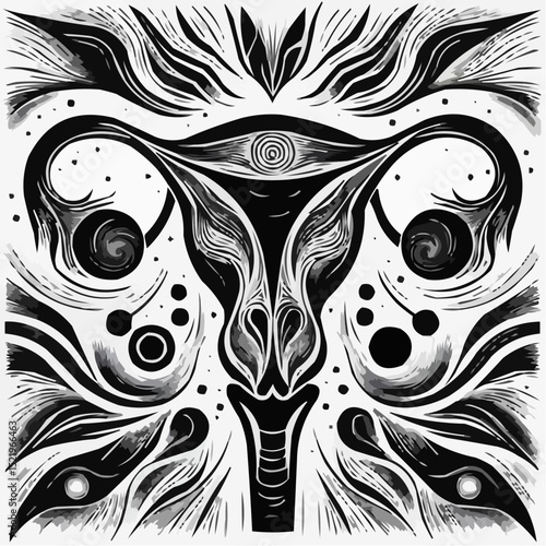 illustration with artistic details of the uterus 96
