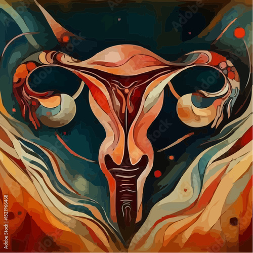 illustration with artistic details of the uterus 94