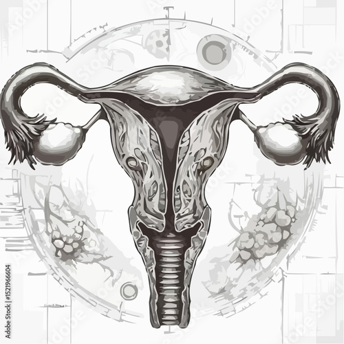 illustration with artistic details of the uterus 68