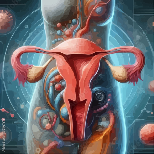 illustration with artistic details of the uterus 51