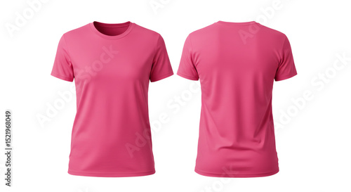 Pink womens t shirt mockup front and back isolated on transparent background