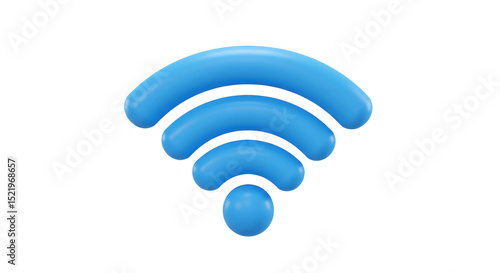 3d blue wifi symbol isolated on transparent background