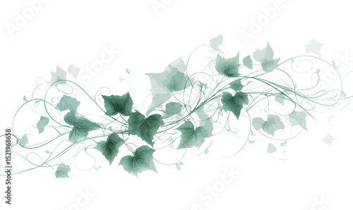 Wallpaper Mural Elegant green vine with delicate leaves on a soft white backdrop. Torontodigital.ca