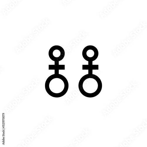 Black gender symbols icon showing equality and inclusivity with dual signs and minimal design