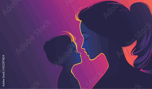 A loving silhouette of a woman and child, embodying warmth and connection.