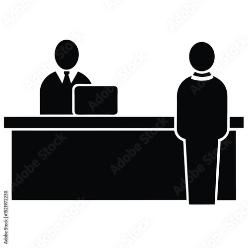receptionist element isolated guest seating area on white background