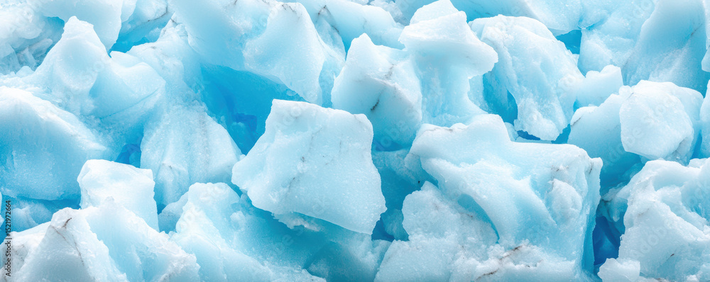 Obraz premium Close-up of jagged blue ice chunks, showcasing the texture and cool tones of frozen crystals.