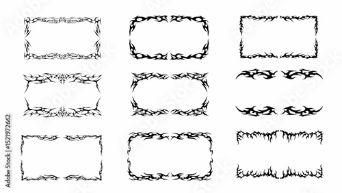 neo tribal frame in abstract black and white vector design