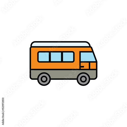 Orange Camper Van On Road