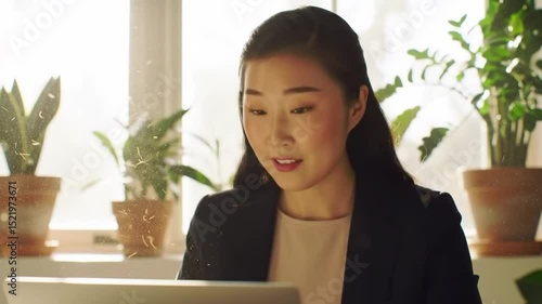 young woman looking out window