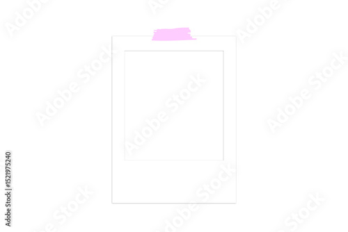 Polaroid Frame with Tape on white background
