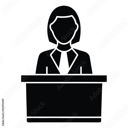 Receptionist element isolated reception software screen on white background