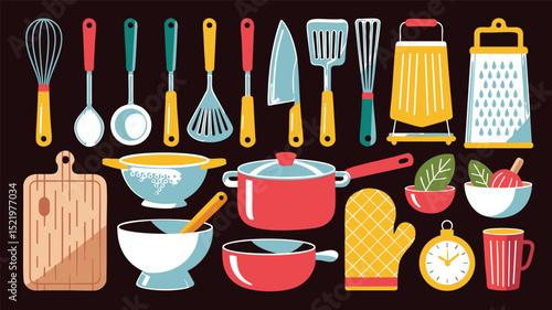 Pixel Art Kitchen Utensils & Cookware: A Vibrant Collection for Culinary Designs