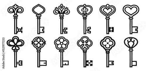 Vintage Skeleton Keys – Hand-Drawn Antique Key Set Illustration