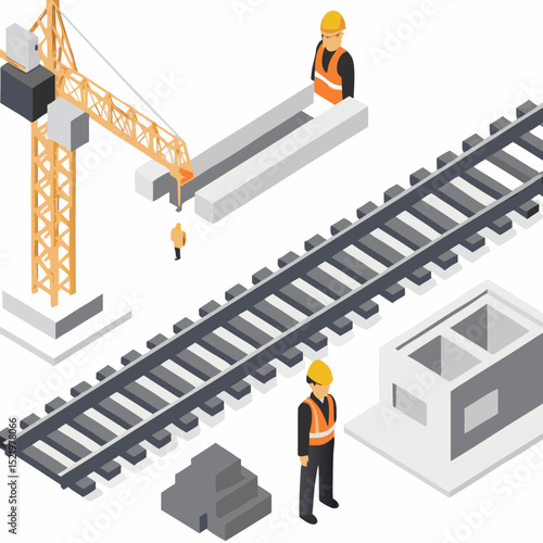 construction workers with building blocks