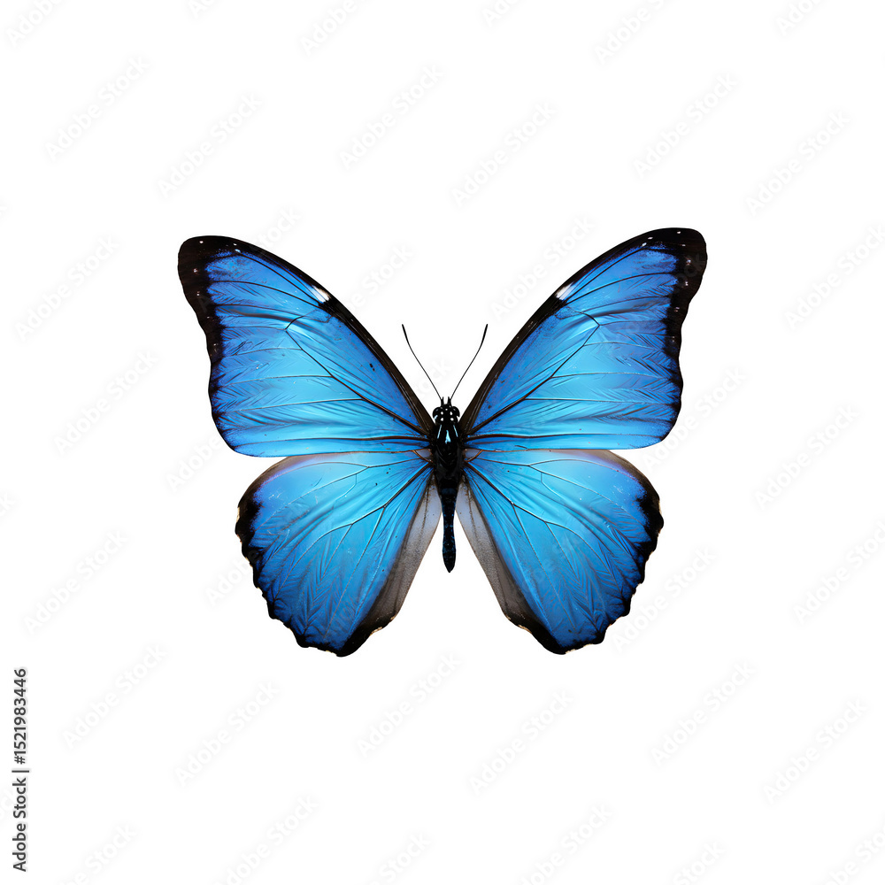 Obraz premium Blue butterfly with open wings, mirrored symmetry