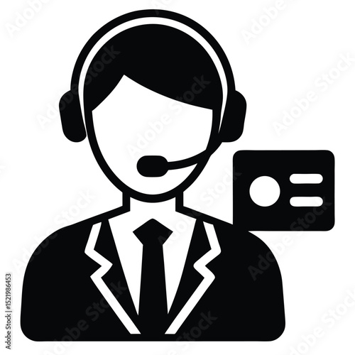Call center agent element isolated closed ticket icon on white background