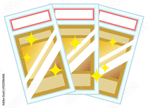 沢山のトレーディングカード 鑑定済みのキラカードのイラストイメージ 線なし